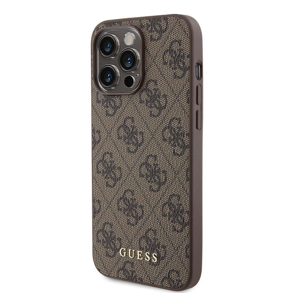 Ovitek za Apple iPhone 15 Pro Max, Guess, 4G Metal Gold Logo, rjava