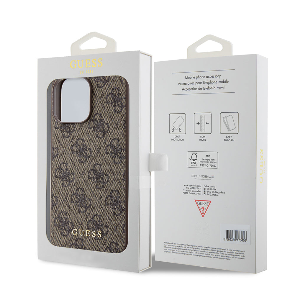Ovitek za Apple iPhone 15 Pro Max, Guess, 4G Metal Gold Logo, rjava