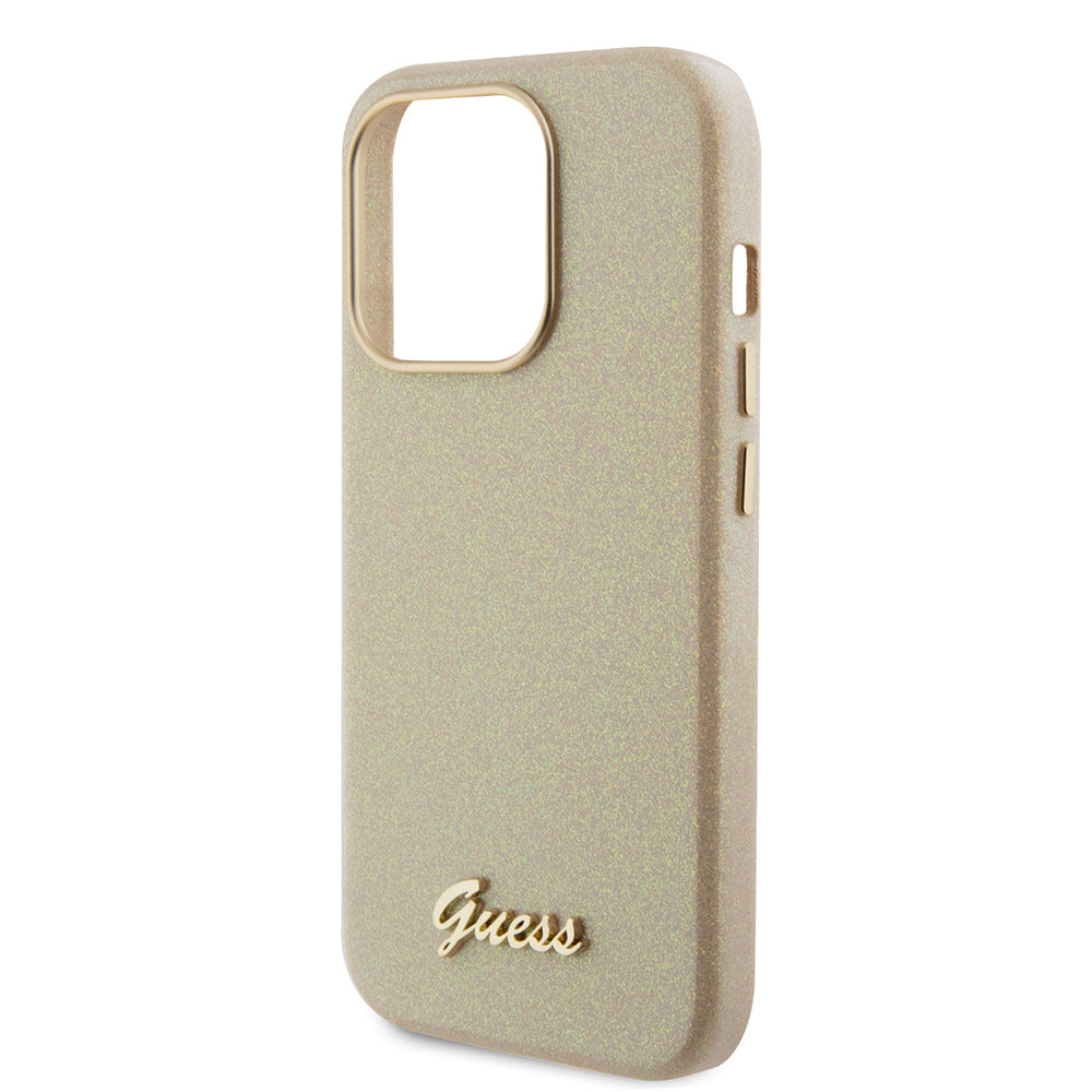 Ovitek za Apple iPhone 15 Pro Max, Guess, Glitter Glossy Script, Bež