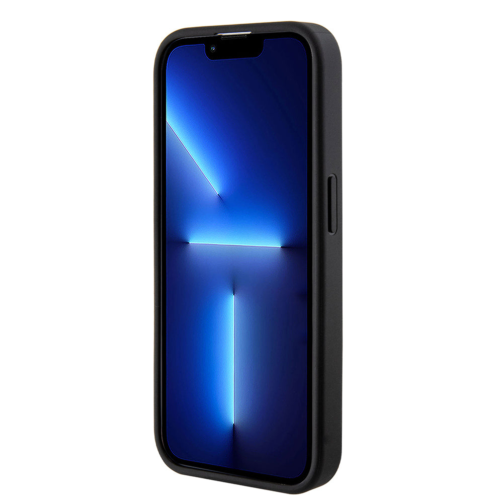 Ovitek za Apple iPhone 15 Pro Max, Guess, Grip Stand 4G Saffiano Strass, črn