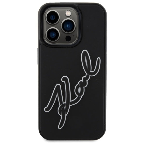 Ovitek za Apple iPhone 15 Pro Max, Karl Lagerfeld, 3D Rubber Signature, Črn