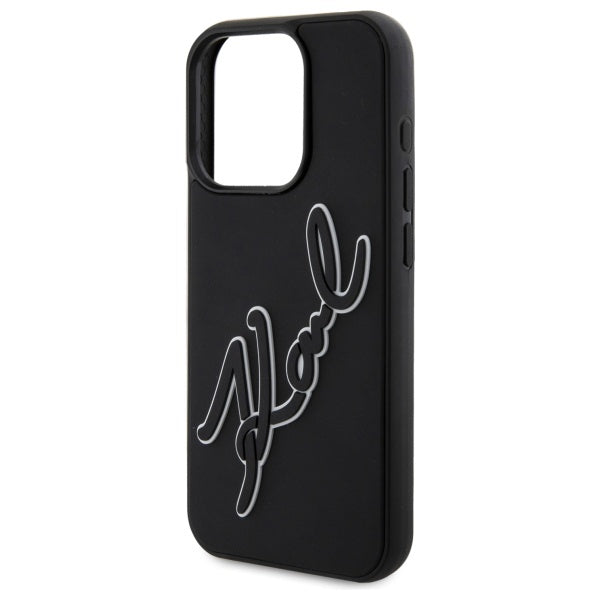 Ovitek za Apple iPhone 15 Pro Max, Karl Lagerfeld, 3D Rubber Signature, Črn