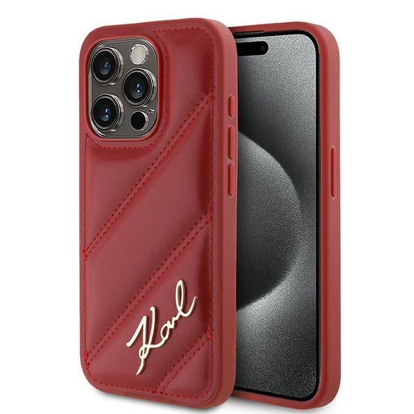Ovitek za Apple iPhone 15 Pro Max, Karl Lagerfeld, Diagonal Quilted Script, Rosie