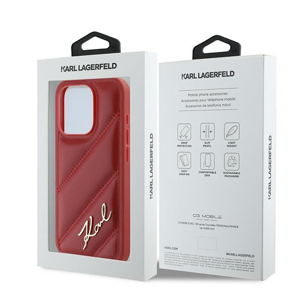 Ovitek za Apple iPhone 15 Pro Max, Karl Lagerfeld, Diagonal Quilted Script, Rosie