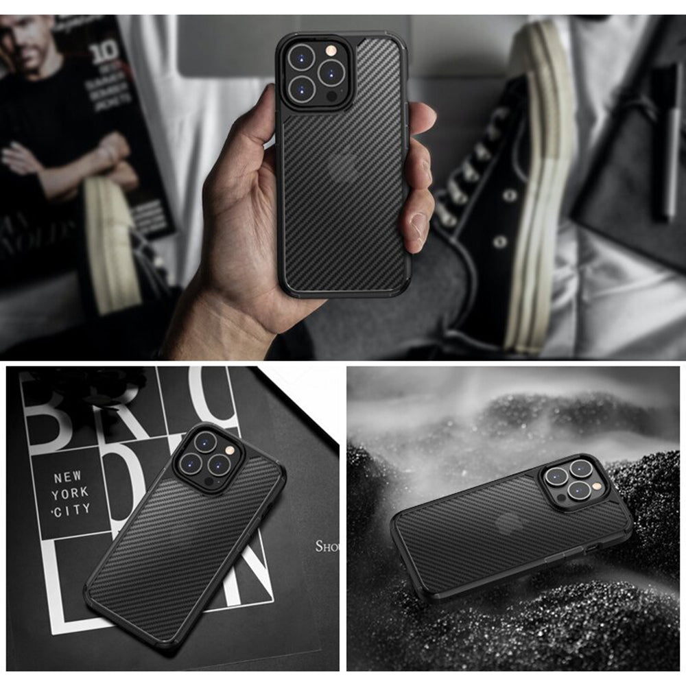Ovitek za Apple iPhone 15 Pro Max, Techsuit, CarbonFuse, črn