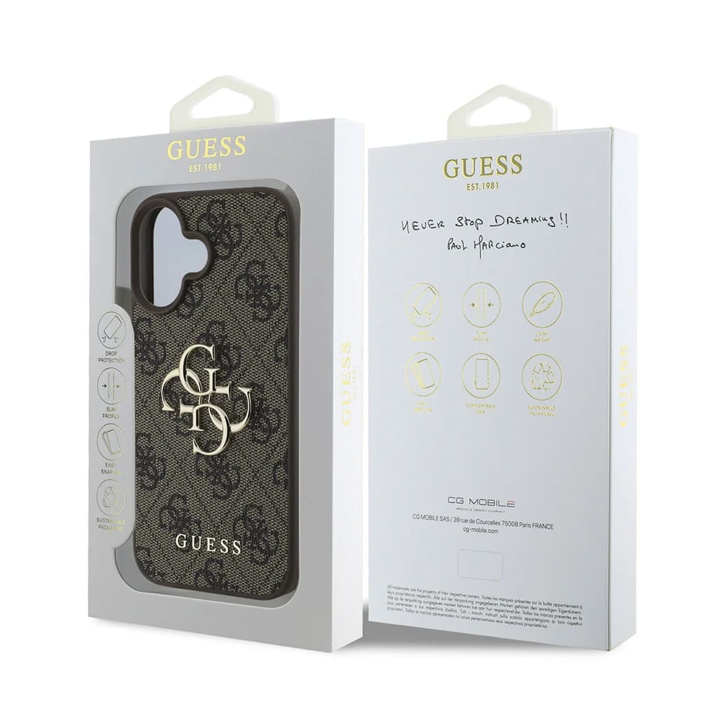 Ovitek za Apple iPhone 16, Guess, 4G Big Logo, rjava