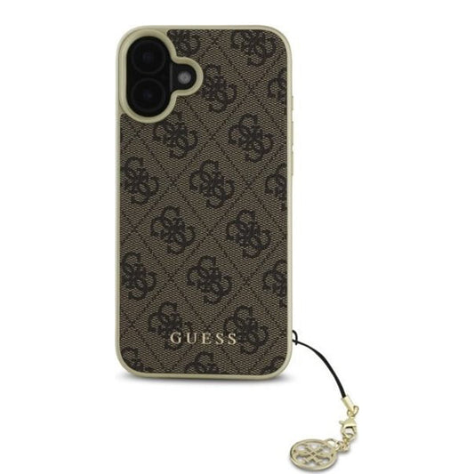 Ovitek za Apple iPhone 16, Guess, 4G Charm, rjava