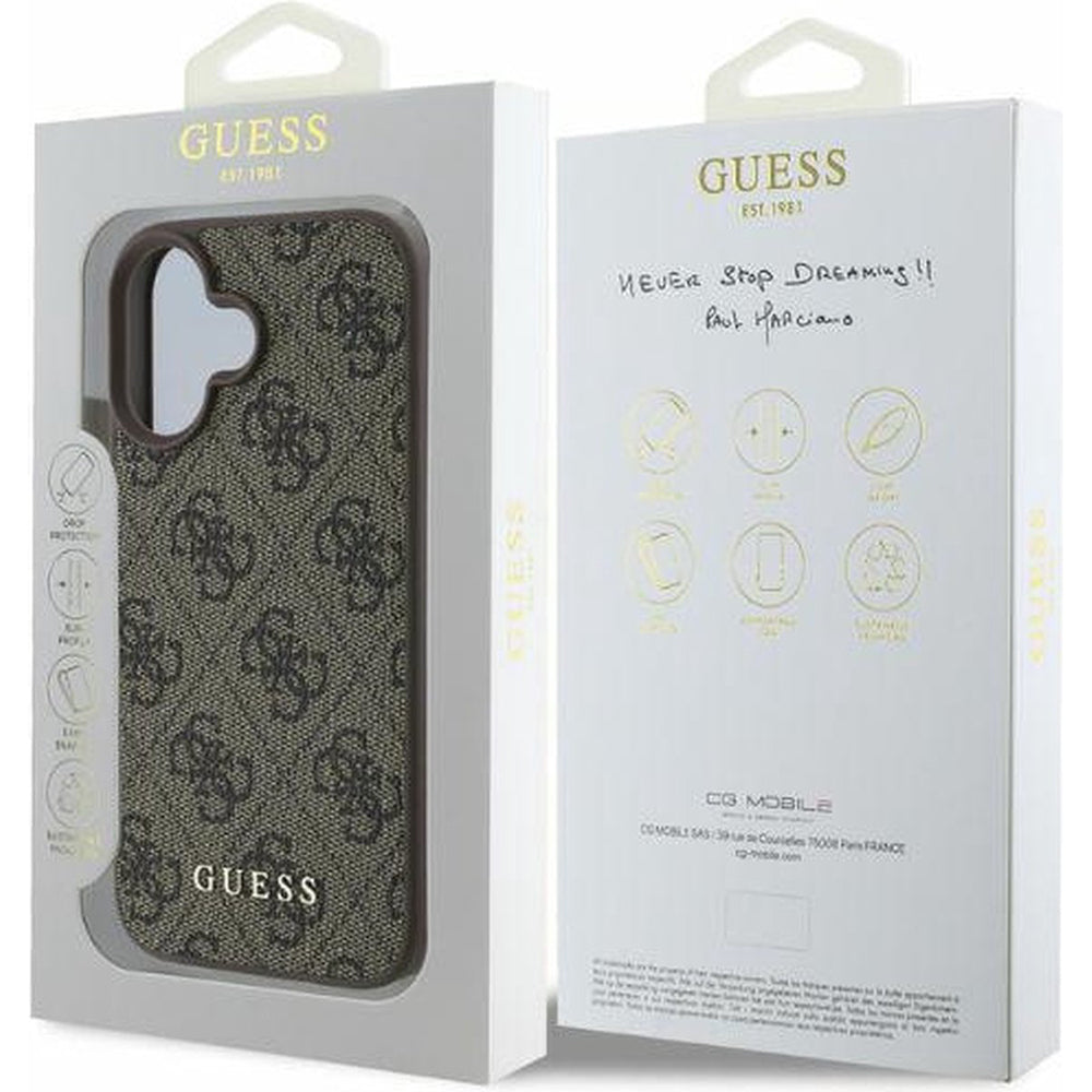 Ovitek za Apple iPhone 16, Guess, 4G Classic, rjava