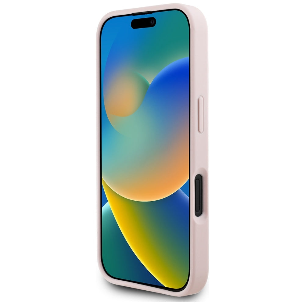 Ovitek za Apple iPhone 16, Guess, 4G Grained Roses Big Logo, Roza