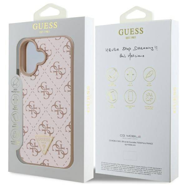 Ovitek za Apple iPhone 16, Guess, 4G Triangle Logo, Bela