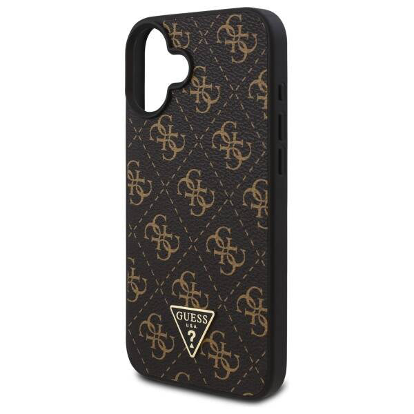 Ovitek za Apple iPhone 16, Guess, 4G Triangle Logo, črn