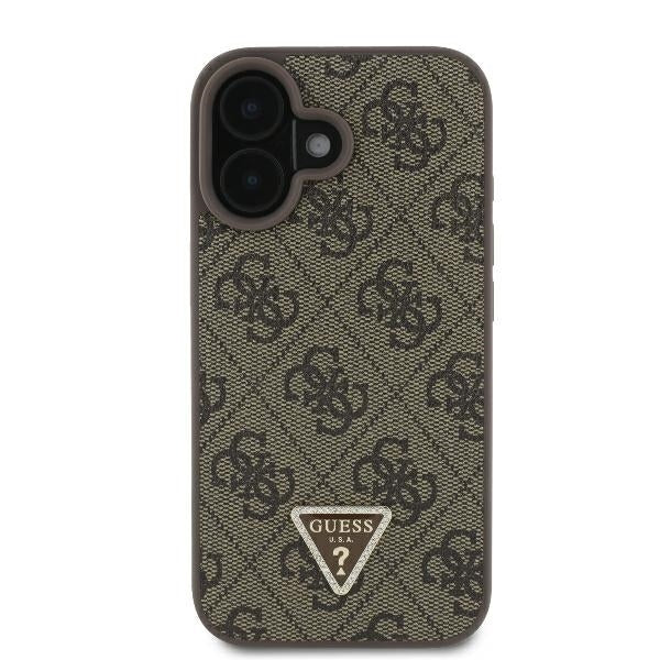 Case for Apple iPhone 16, Guess, Crossbody 4G Triangle Strass, Brown