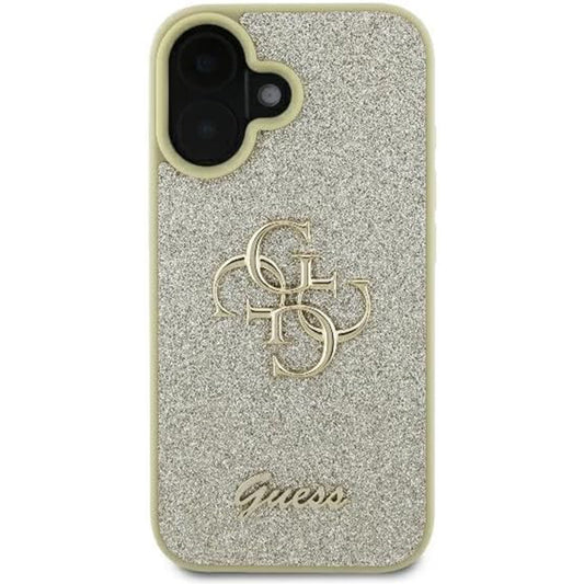 Ovitek za Apple iPhone 16, Guess, Fixed Glitter Big 4G, Zlat
