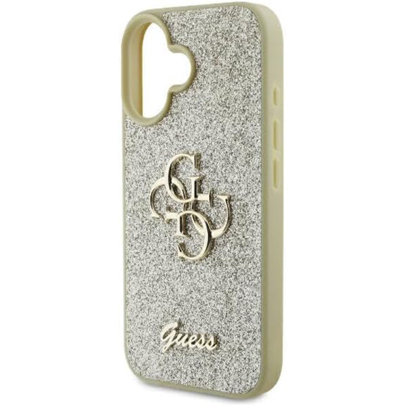Ovitek za Apple iPhone 16, Guess, Fixed Glitter Big 4G, Zlat