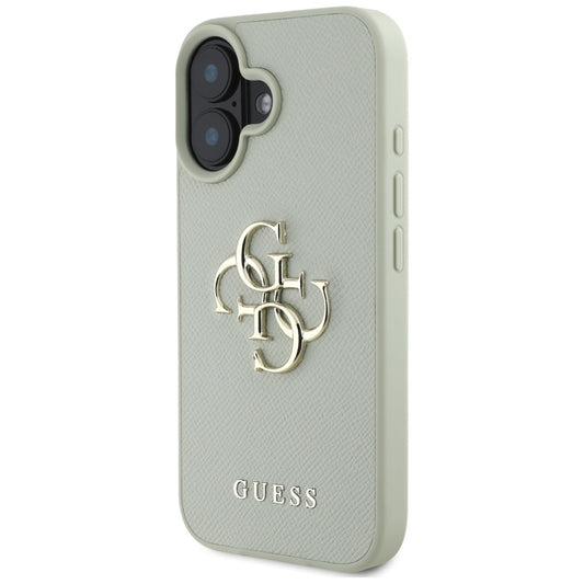 Ovitek za Apple iPhone 16, Guess, Grained Big 4G Logo Small Classic Logo, Zelen