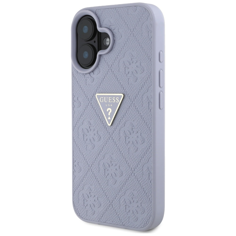 Ovitek za Apple iPhone 16, Guess, Hot Stamp 4G Pattern Triangle Logo, Svetlo Vijolična