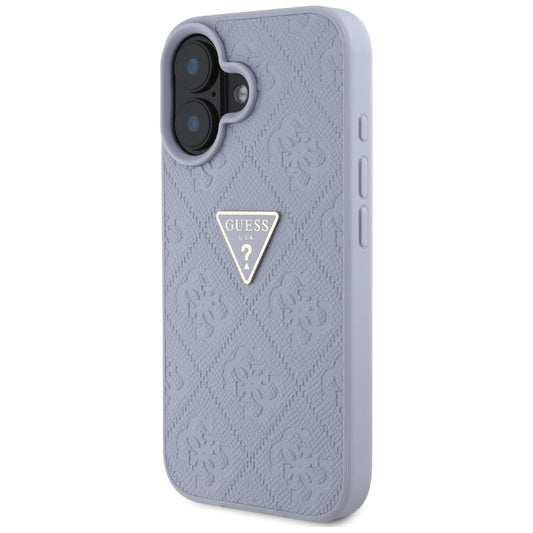 Ovitek za Apple iPhone 16, Guess, Hot Stamp 4G Pattern Triangle Logo, Svetlo Vijolična