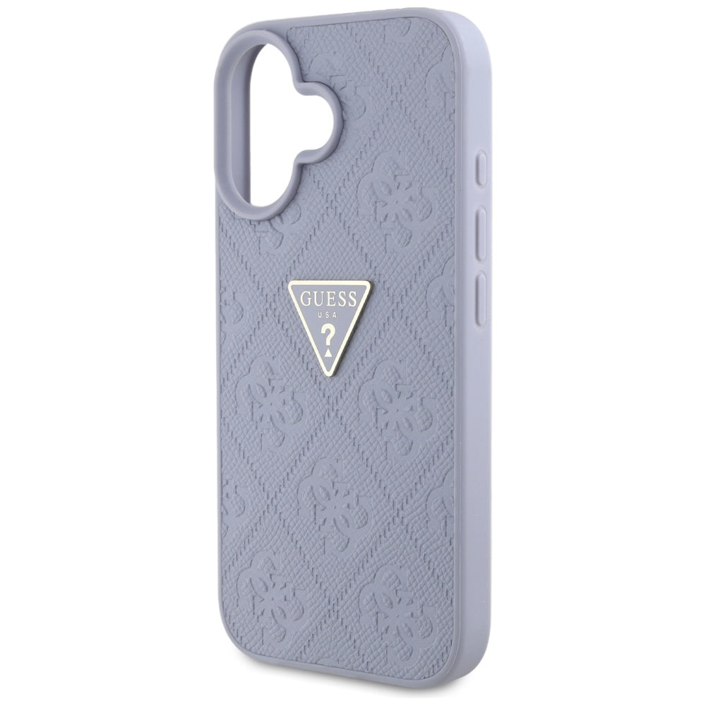 Ovitek za Apple iPhone 16, Guess, Hot Stamp 4G Pattern Triangle Logo, Svetlo Vijolična