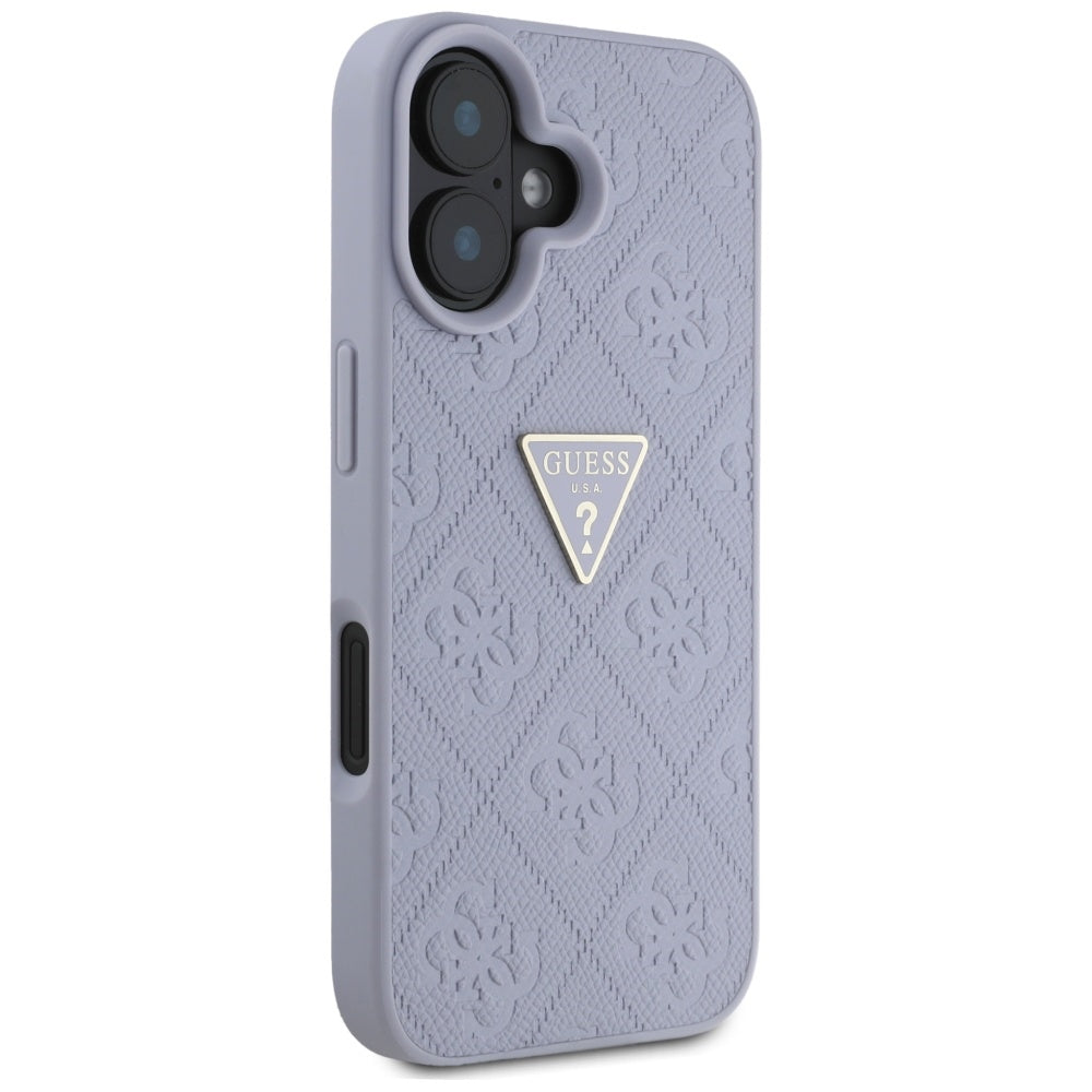 Ovitek za Apple iPhone 16, Guess, Hot Stamp 4G Pattern Triangle Logo, Svetlo Vijolična
