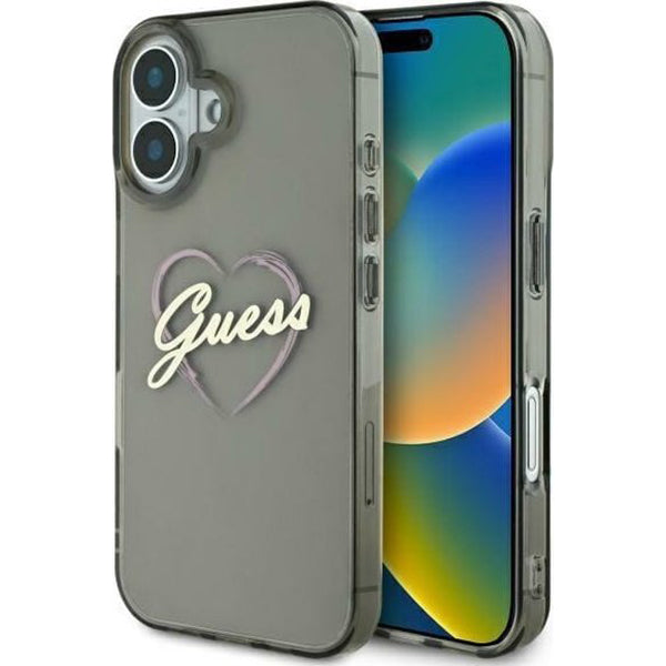 Ovitek za Apple iPhone 16, Guess, IML Heart, Črna