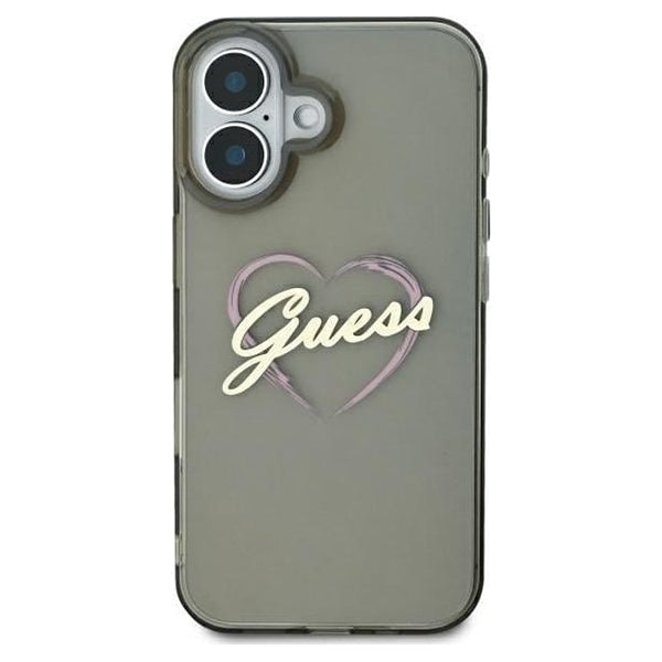 Ovitek za Apple iPhone 16, Guess, IML Heart, Črna