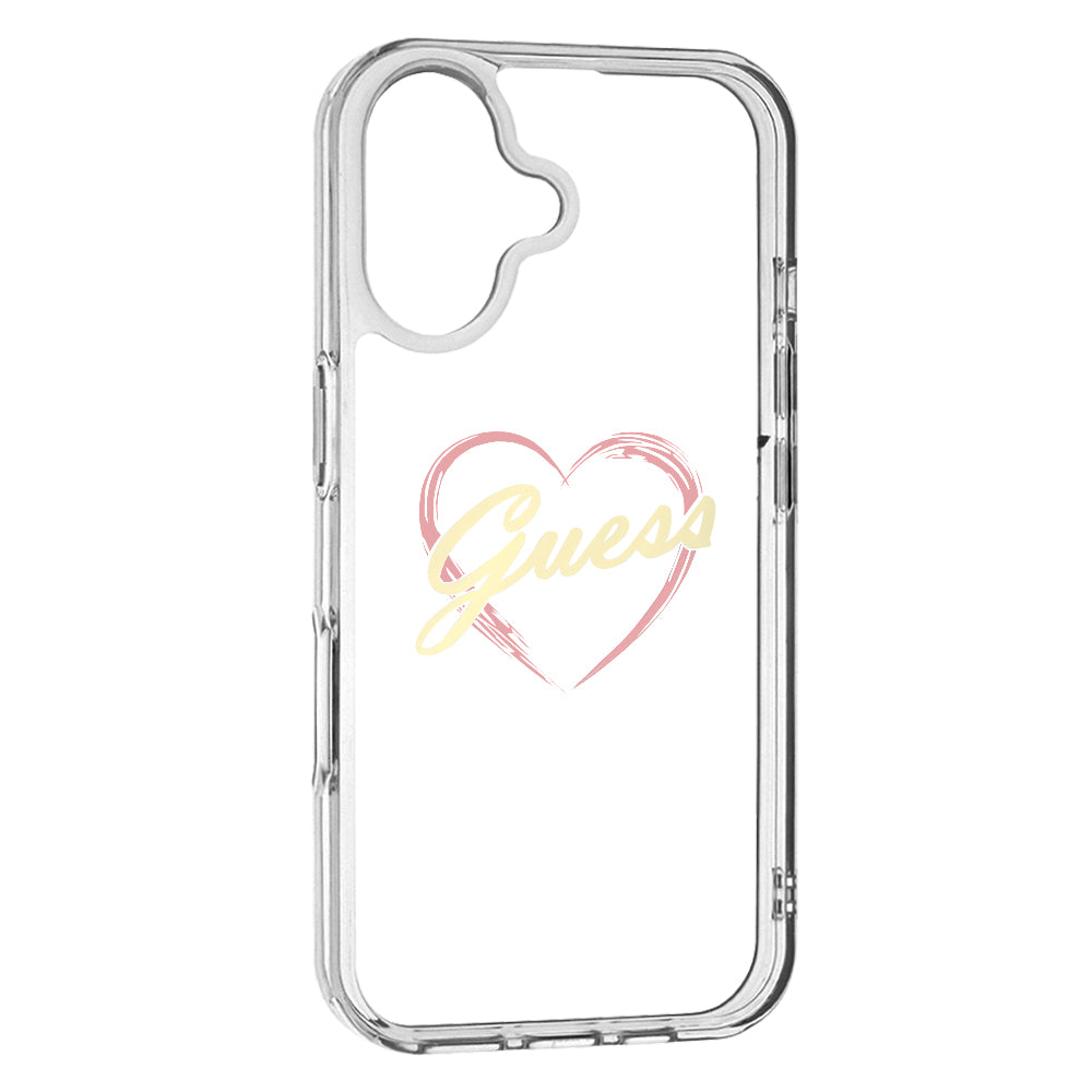 Ovitek za Apple iPhone 16, Guess, IML Heart, Prozoren