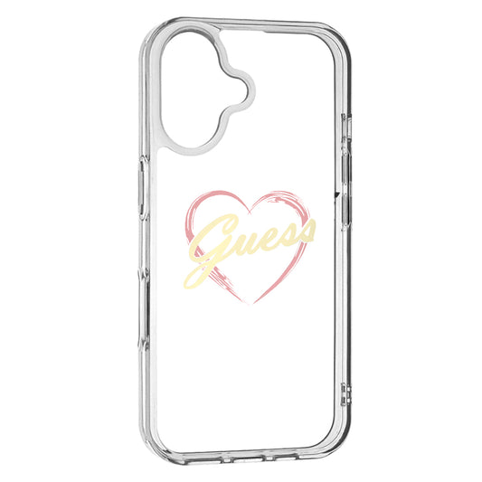 Ovitek za Apple iPhone 16, Guess, IML Heart, Prozoren