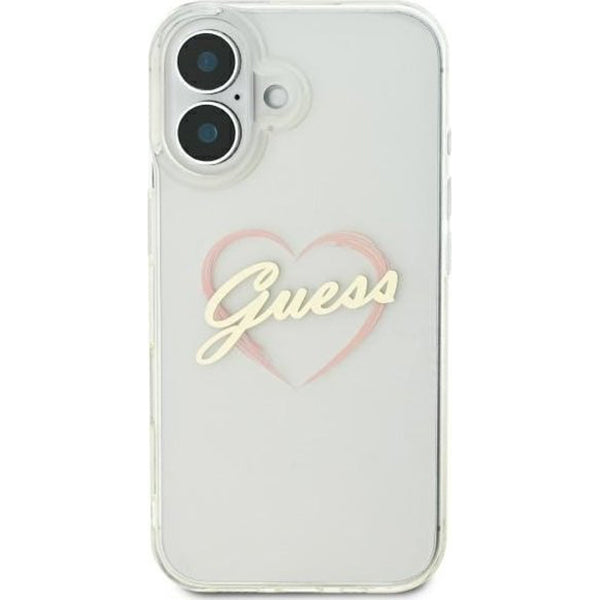 Ovitek za Apple iPhone 16, Guess, IML Heart, Prozoren