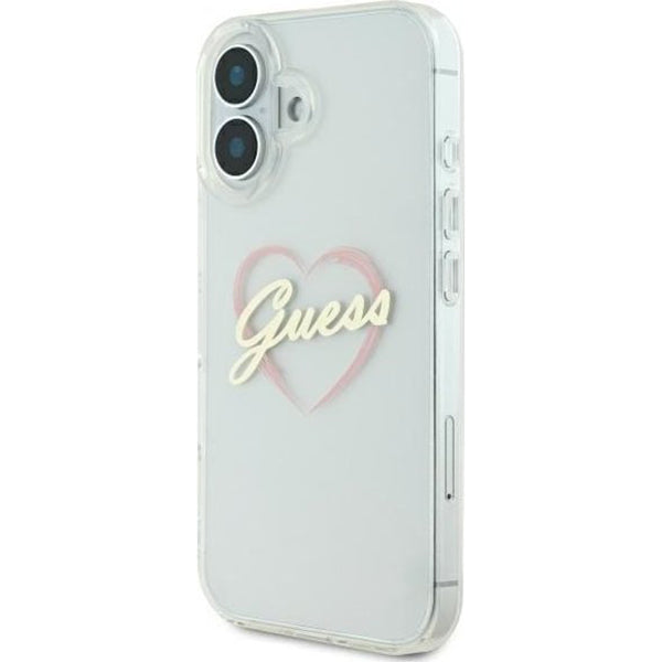 Ovitek za Apple iPhone 16, Guess, IML Heart, Prozoren