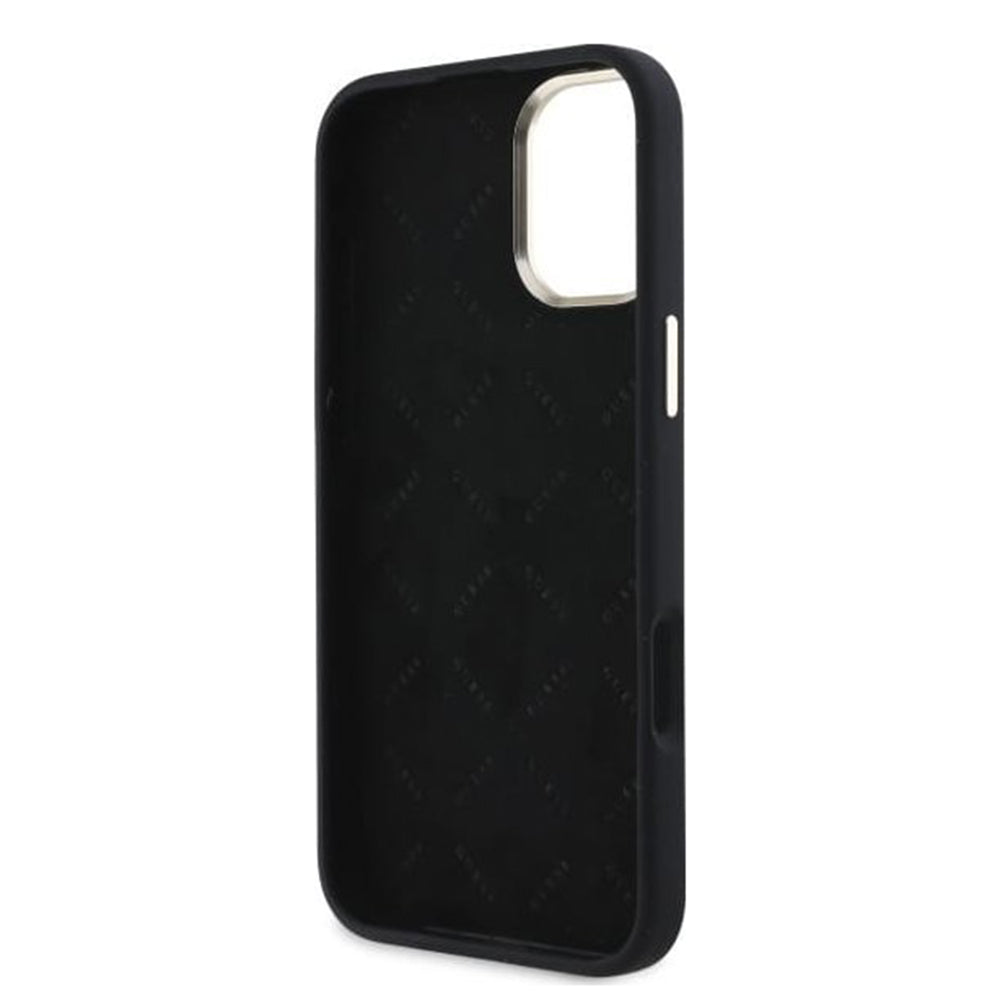Ovitek za Apple iPhone 16, Guess, Logo Strass 4G, Črn