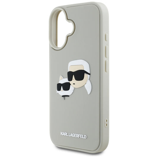 Ovitek za Apple iPhone 16, Karl Lagerfeld, 3D Rubber Karl & Choupette, Bež