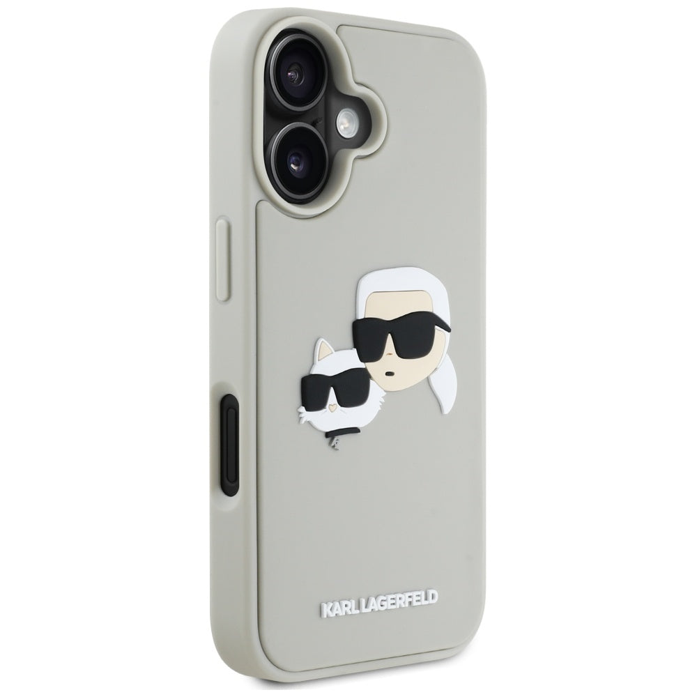 Ovitek za Apple iPhone 16, Karl Lagerfeld, 3D Rubber Karl & Choupette, Bež
