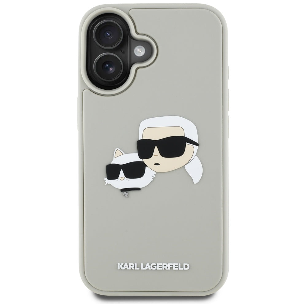 Ovitek za Apple iPhone 16, Karl Lagerfeld, 3D Rubber Karl & Choupette, Bež