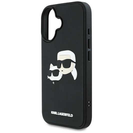 Ovitek za Apple iPhone 16, Karl Lagerfeld, 3D Rubber Karl & Choupette, črn
