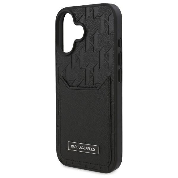 Ovitek za Apple iPhone 16, Karl Lagerfeld, Cardslots Monogram, Črna