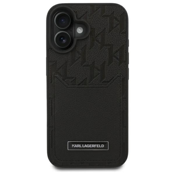 Ovitek za Apple iPhone 16, Karl Lagerfeld, Cardslots Monogram, Črna