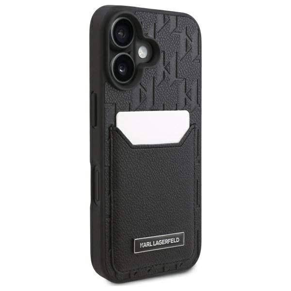 Ovitek za Apple iPhone 16, Karl Lagerfeld, Cardslots Monogram, Črna