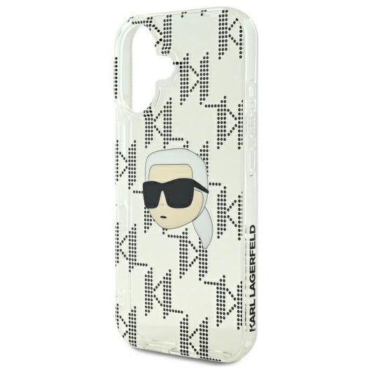 Ovitek za Apple iPhone 16, Karl Lagerfeld, IML Luxury Electroplated Karl's Head, Prozoren