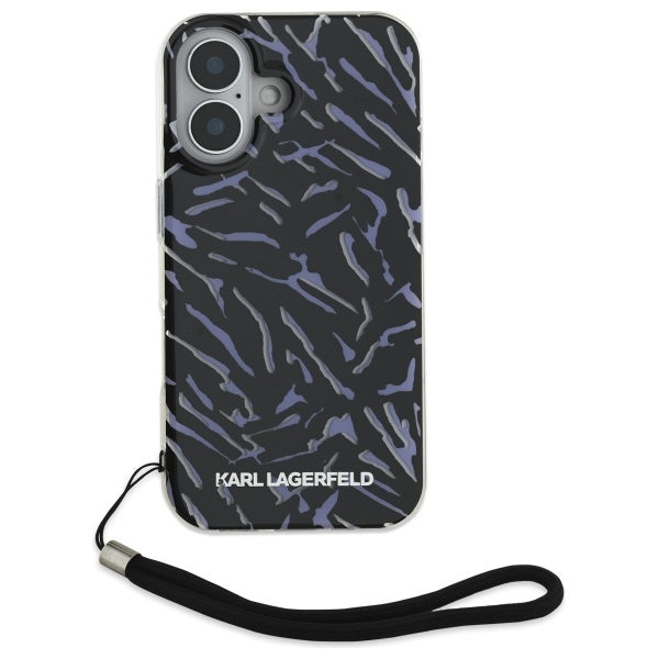 Ovitek za Apple iPhone 16, Karl Lagerfeld, Zebra with Cord Strap, Vijolična