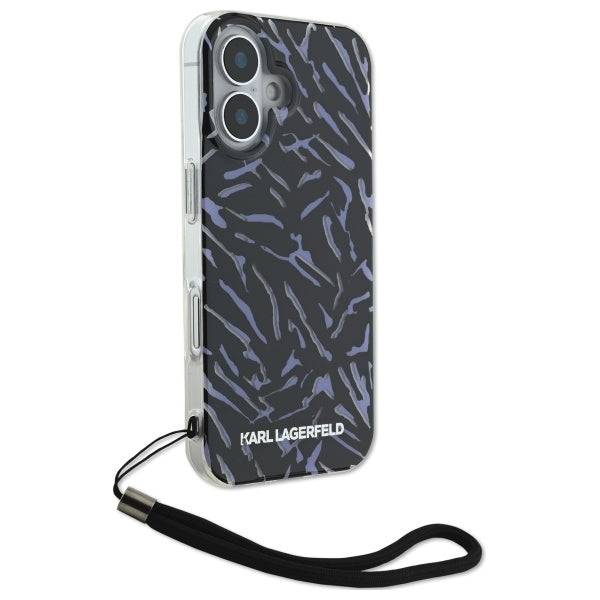 Ovitek za Apple iPhone 16, Karl Lagerfeld, Zebra with Cord Strap, Vijolična