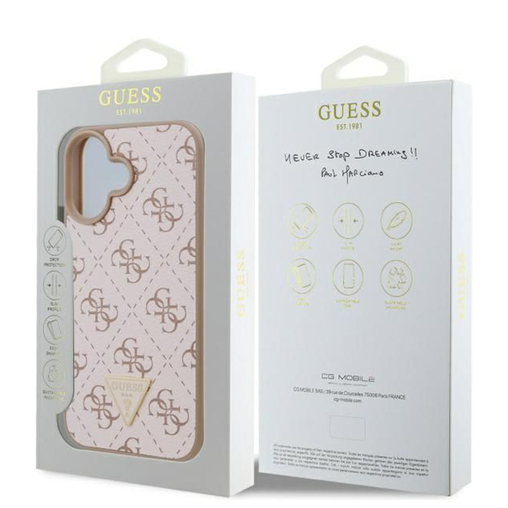 Ovitek za Apple iPhone 16 Plus, Guess, 4G Triangle Logo, Bela