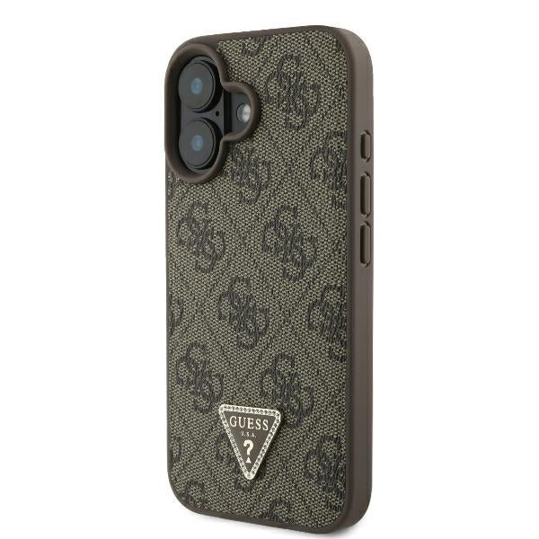 Ovitek za Apple iPhone 16 Plus, Guess, 4G Triangle Strass, rjava