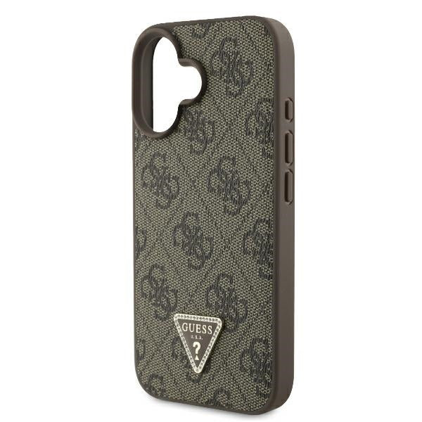 Ovitek za Apple iPhone 16 Plus, Guess, 4G Triangle Strass, rjava