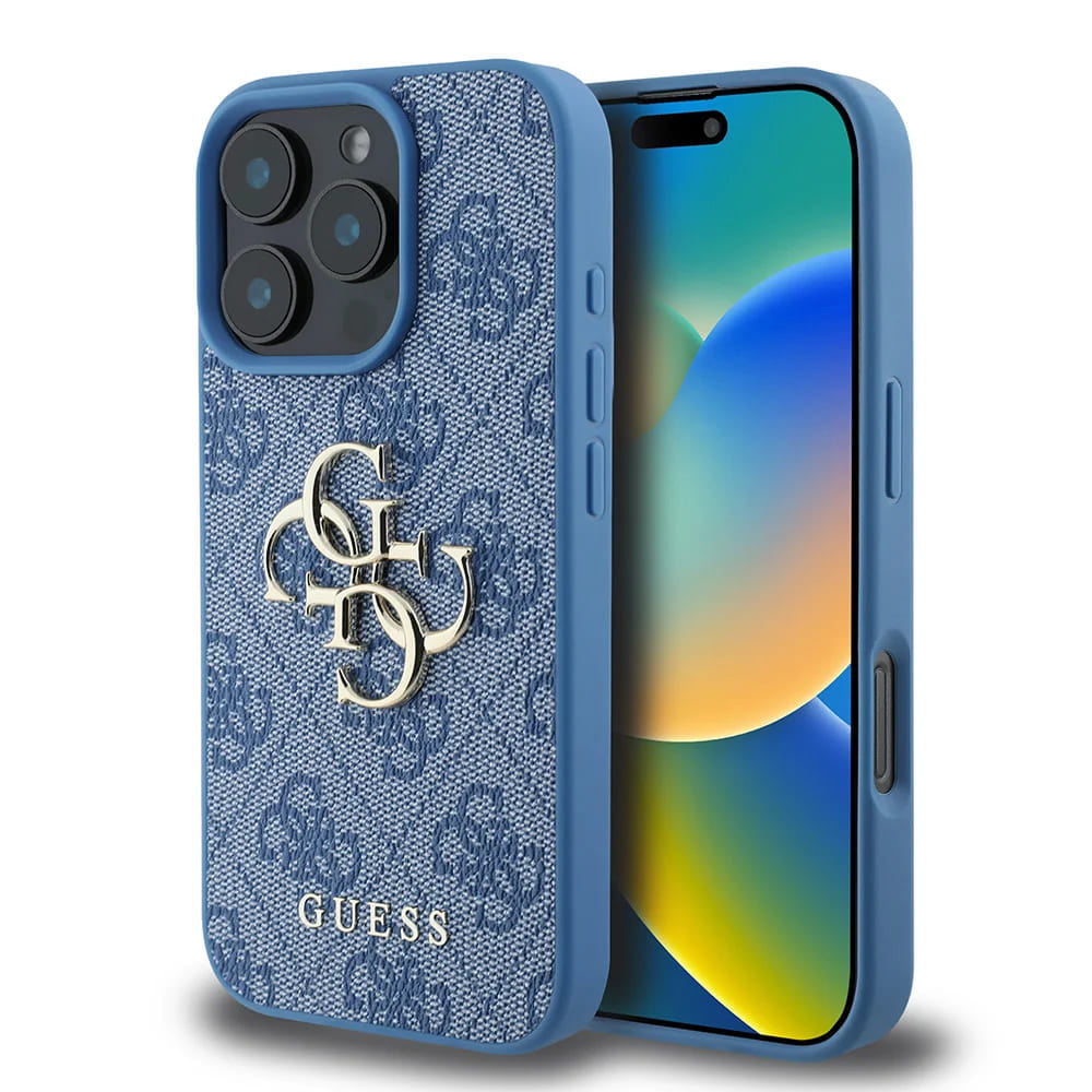 Ovitek za Apple iPhone 16 Pro, Guess, 4G Big Logo, Modra