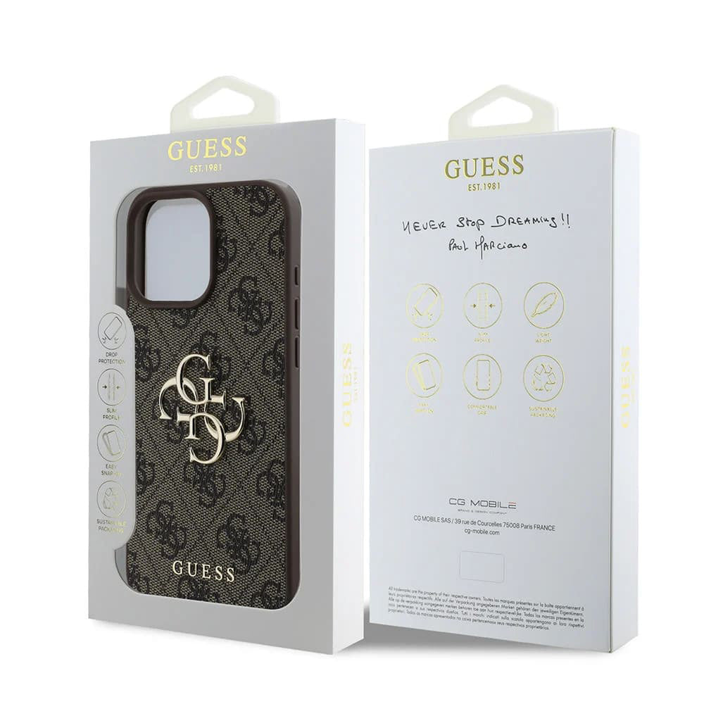 Ovitek za Apple iPhone 16 Pro, Guess, 4G Big Logo, rjava