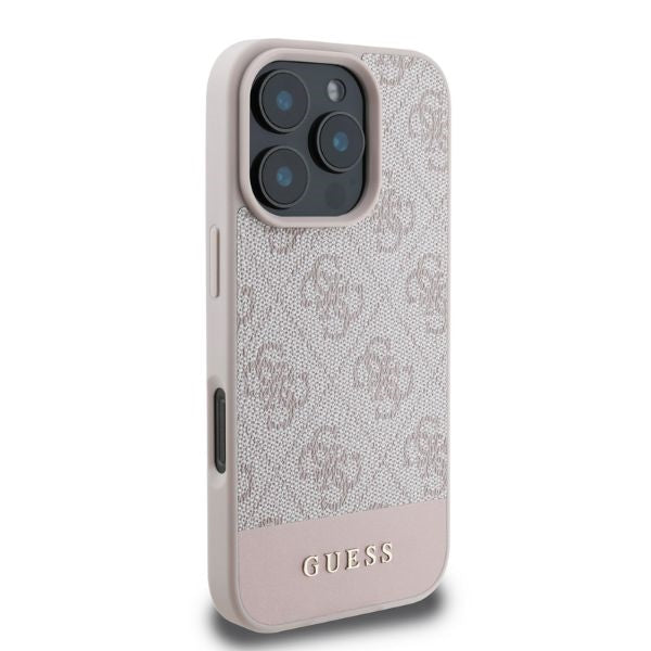 Ovitek za Apple iPhone 16 Pro, Guess, 4G Bottom Stripe, Roza