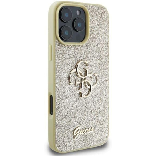 Ovitek za Apple iPhone 16 Pro, Guess, Fixed Glitter Big 4G, Zlat