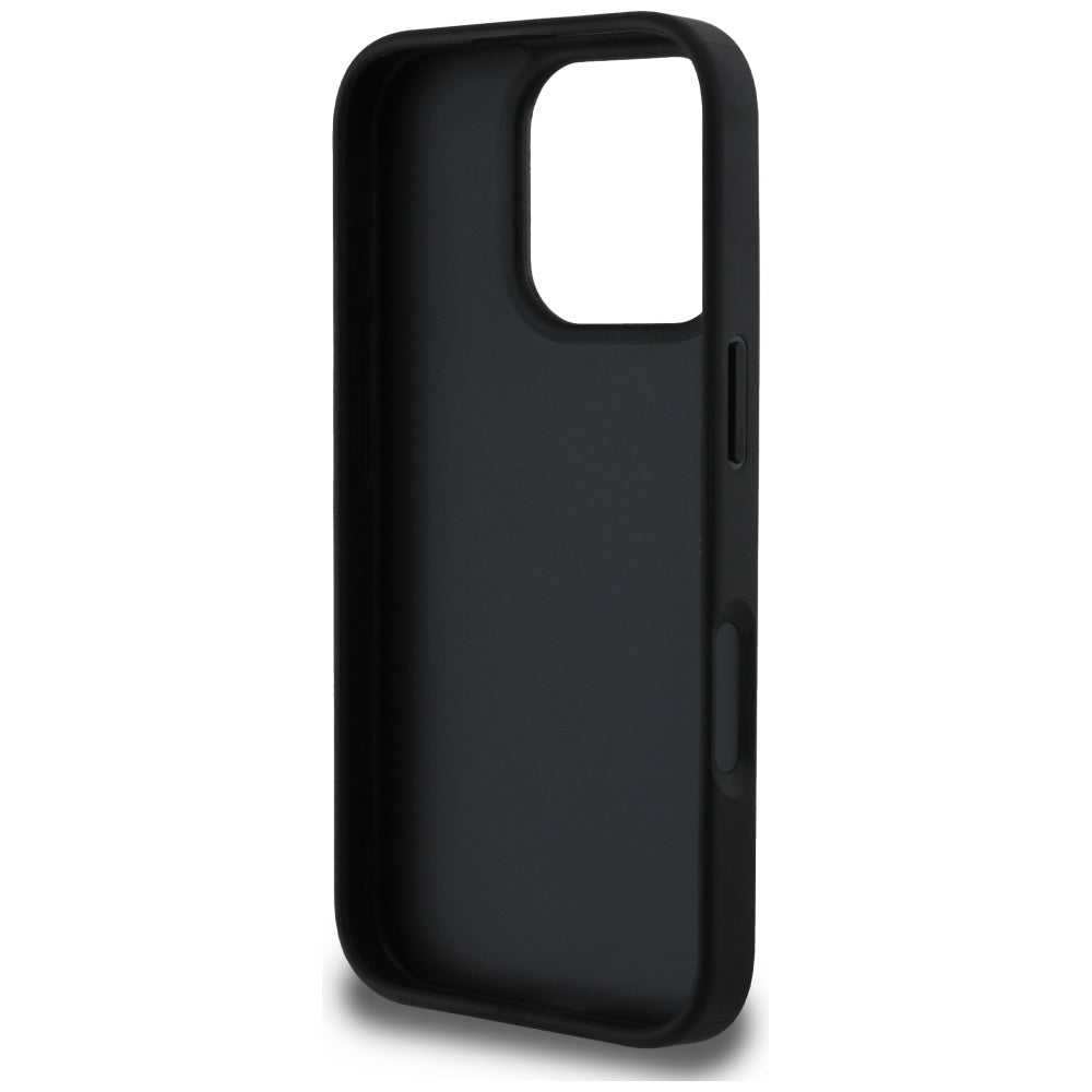 Ovitek za Apple iPhone 16 Pro, Guess, Grained Big 4G Logo Small Classic Logo, črn