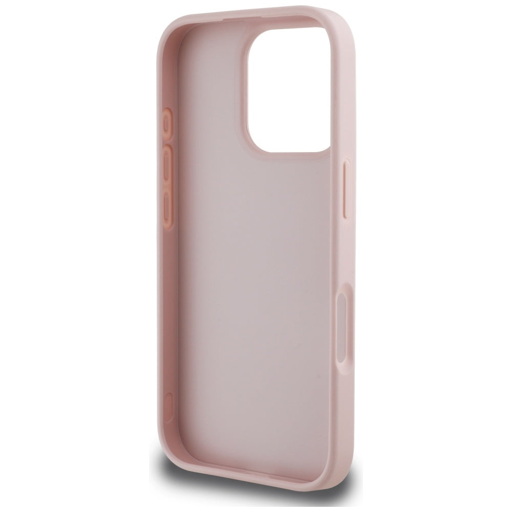 Ovitek za Apple iPhone 16 Pro, Guess, Grained Big 4G Logo Small Classic Logo, Roza
