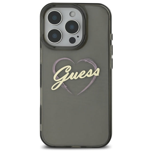 Ovitek za Apple iPhone 16 Pro, Guess, IML Heart, Črna